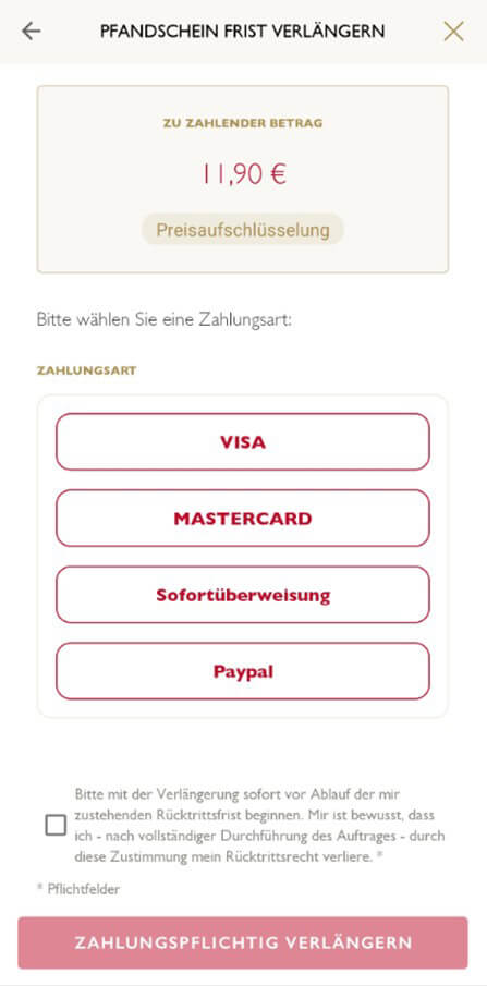 Pfand online verlängern - von zu Hause aus