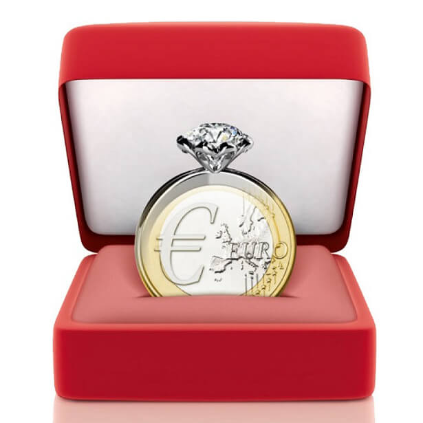 Ringschatulle mit 1 € Münze