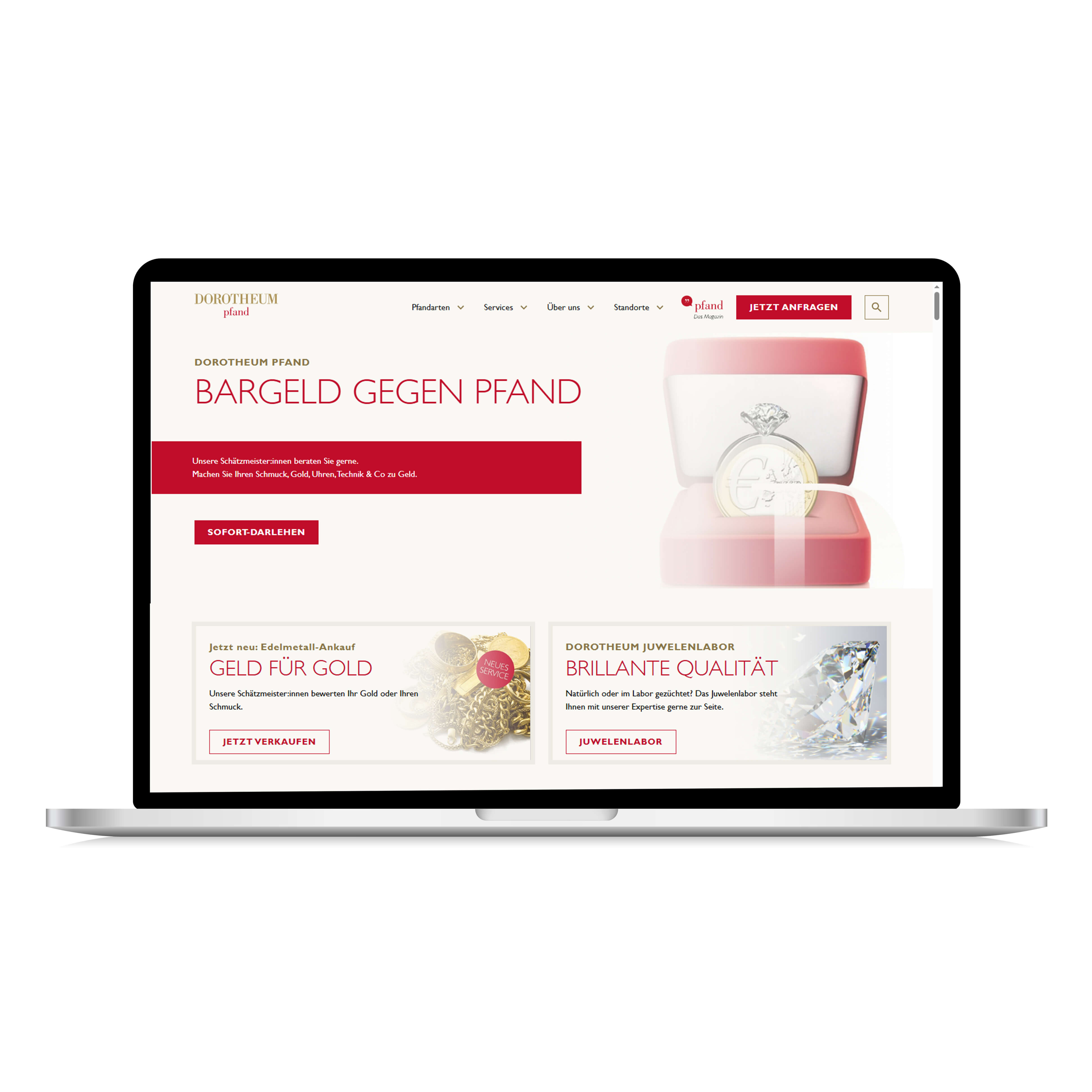 Apple MacBook Pro mit der geöffneten Pfand Website