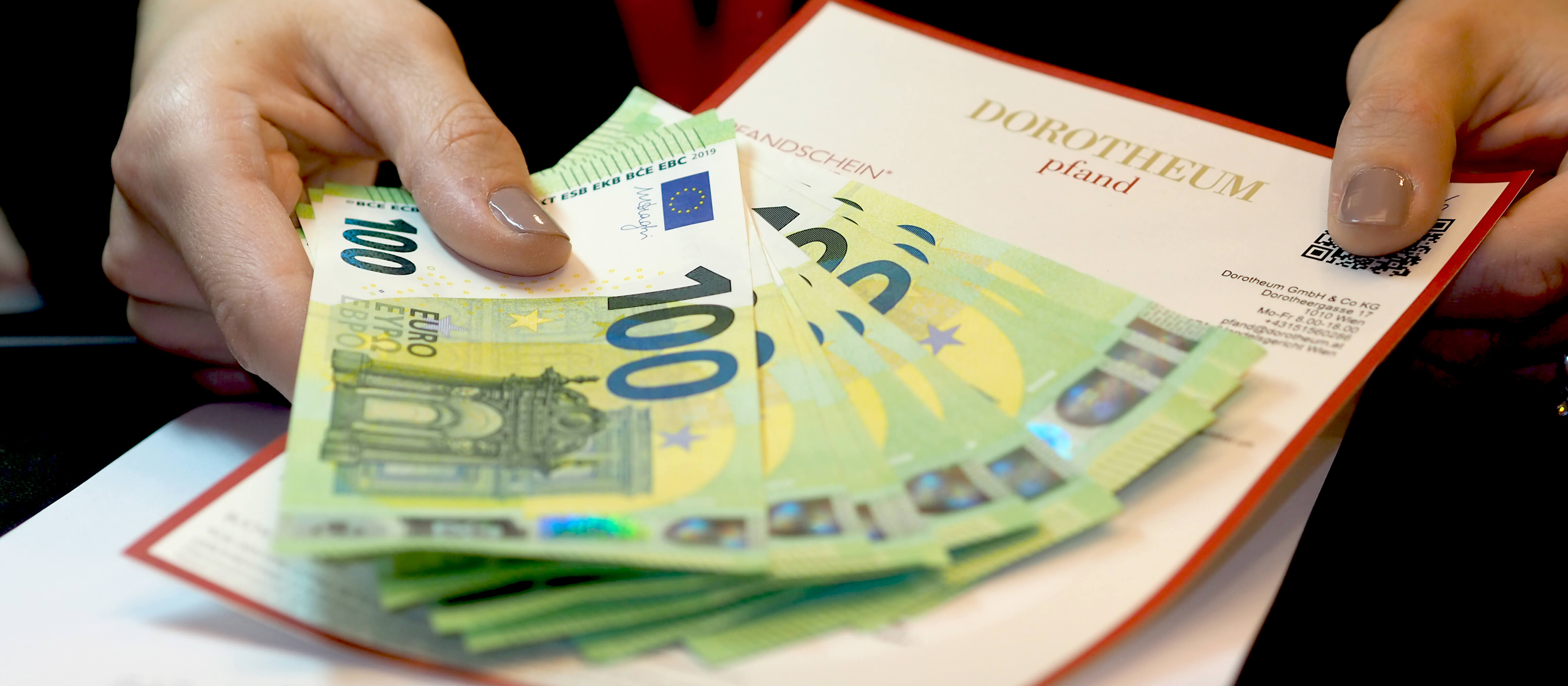 Pawn ticket with cash