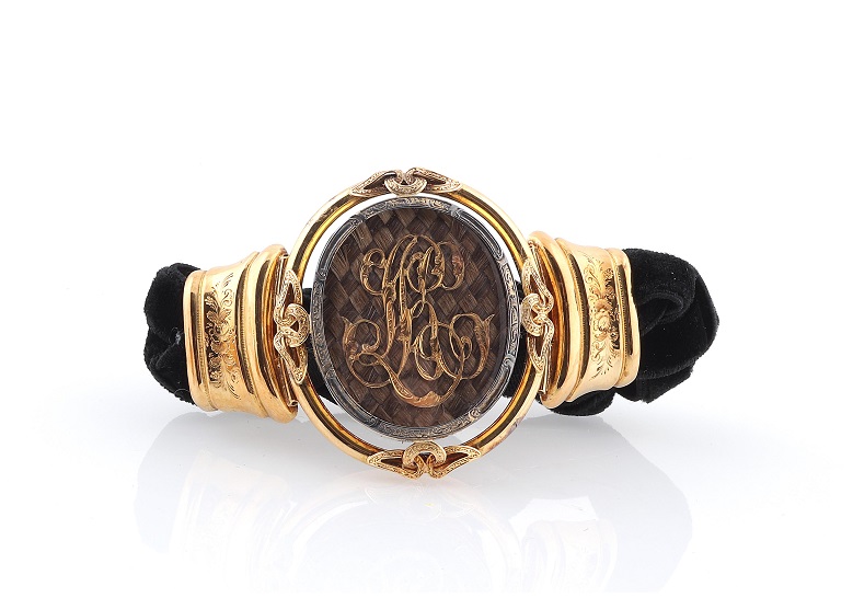 Armband aus Samt mit Einlage aus Haar