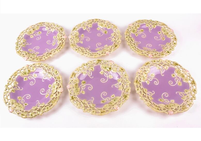 Accessoires im Trachtenstil: 6 Obstteller um 1900/20